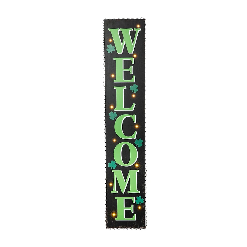 Glitzhome® 42'' Lighted St. Patrick's Day Wooden "WELCOME" Porch Sign