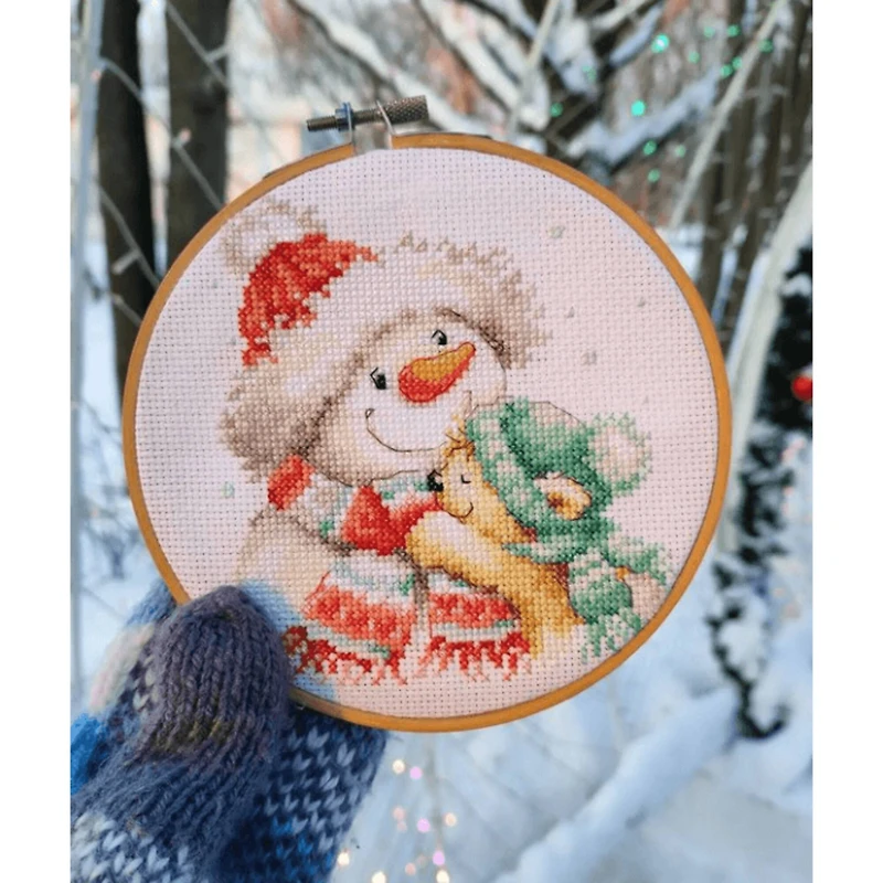 Alisa Snowman And Teddy Bear Counted Cross Stitch Kit