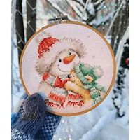 Alisa Snowman And Teddy Bear Counted Cross Stitch Kit