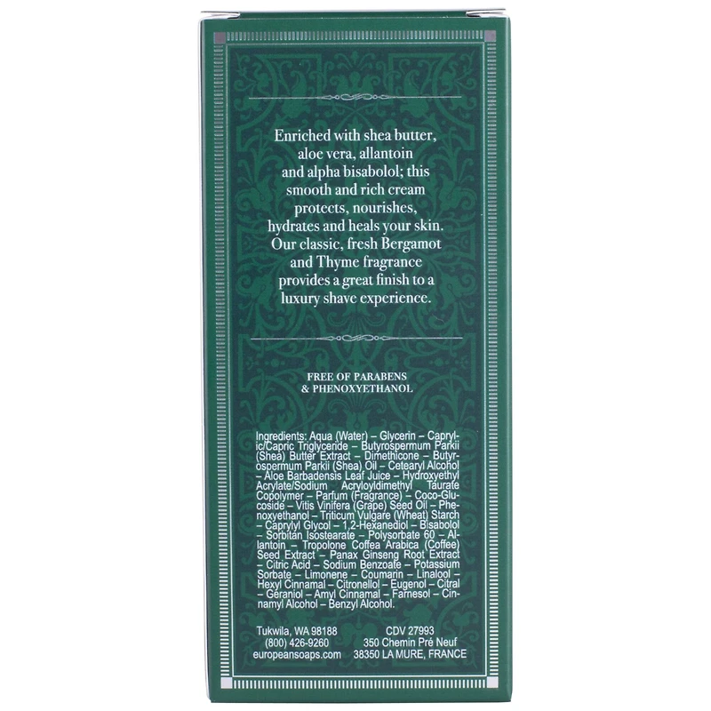 European Soaps Bergamot & Thyme Men's After-Shave Balm with Shea, 75mL