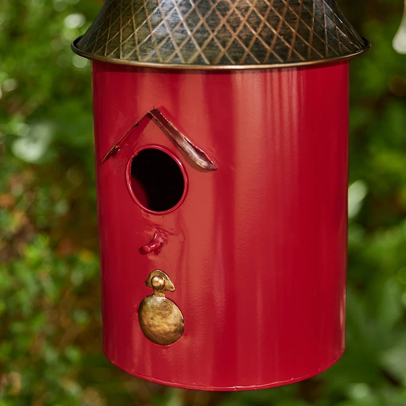Glitzhome® 24" Retro Red Metal Bell Roof Birdhouse