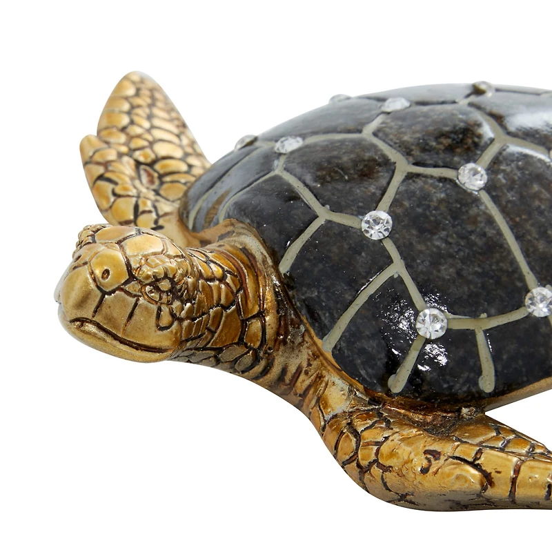 5" Brown Polystone Coastal Turtle Sculpture Set