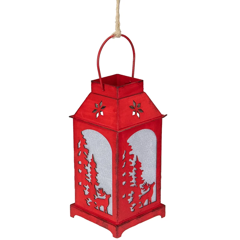 Lighted Reindeer Silhouette Lantern Christmas Ornament - 5.5" - Red