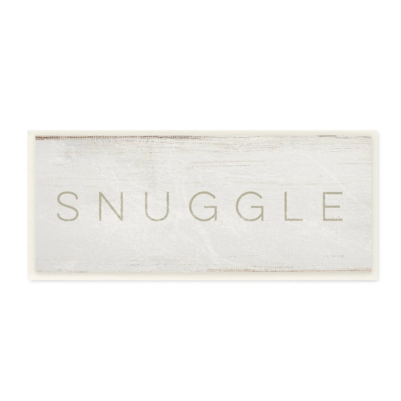 Stupell Industries Snuggle Text Minimal Distressed Beige Paint, 7" x 17"