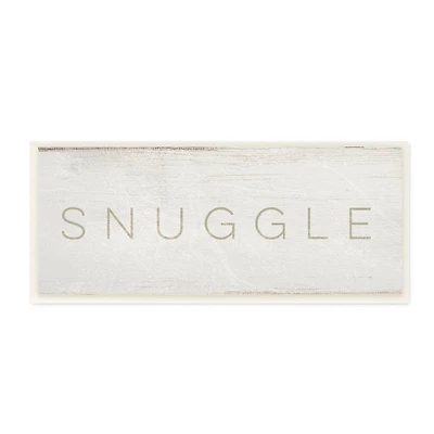 Stupell Industries Snuggle Text Minimal Distressed Beige Paint, 7" x 17"