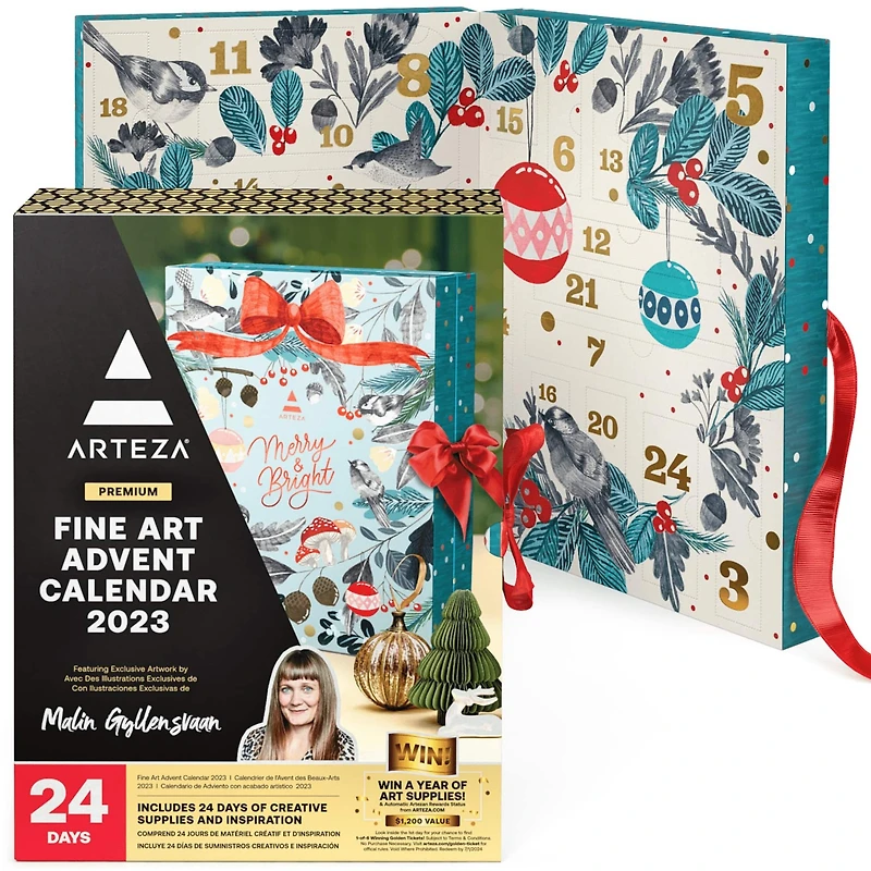 Arteza® 24 Day Merry & Bright Fine Art Christmas 2023 Advent Calendar