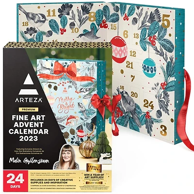 Arteza® 24 Day Merry & Bright Fine Art Christmas 2023 Advent Calendar