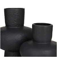 CosmoLiving by Cosmopolitan Black Ceramic Gourd Style Vase Set of 2 11", 9"