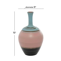 Pink Ceramic Contemporary Vase 15" x 9" x 9"