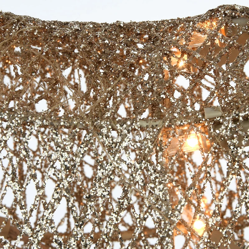 Crystal Splendor Champagne Doe and Fawn with 105 LED Mini Lights