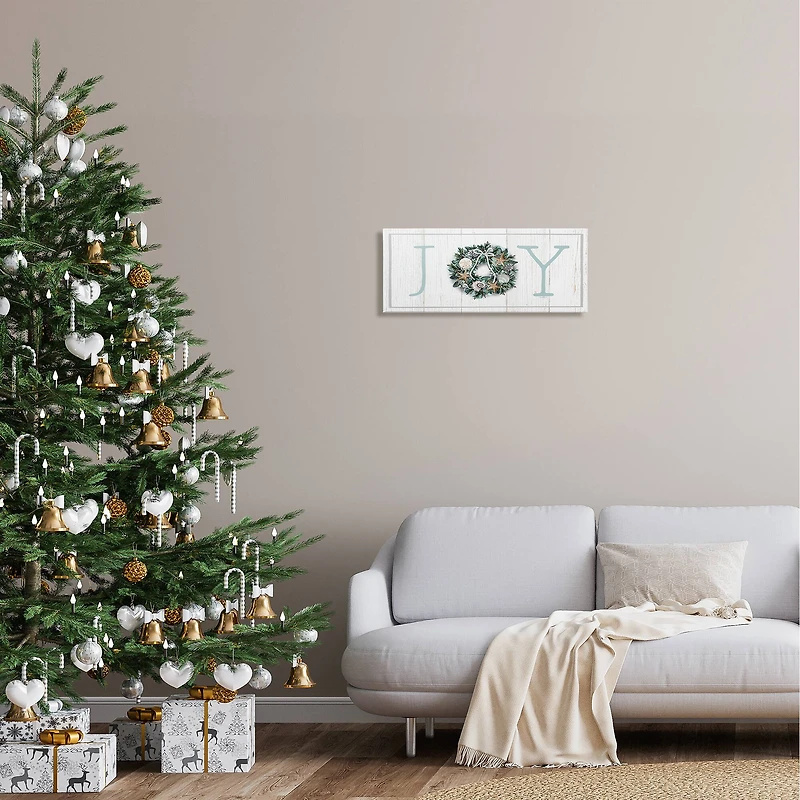 Stupell Industries Joy Holiday Seashell Wreath Canvas Wall Art