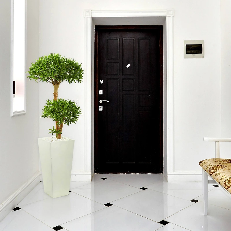 4ft. Green Bonsai Styled Plum Pine Tree in Tower Planter