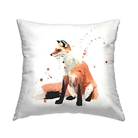 Stupell Industries Red Fox Sitting Minimal Wildlife Nature Throw Pillow, 18" x 18"