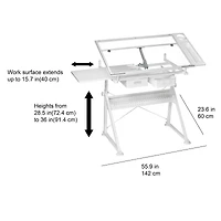 White Metal & Glass Artist Table by Artist's Loft®