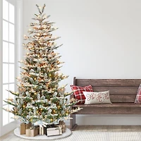 7.5ft. Pre-Lit Flocked Aspen Fir Artificial Tree, Warm White LED Lights