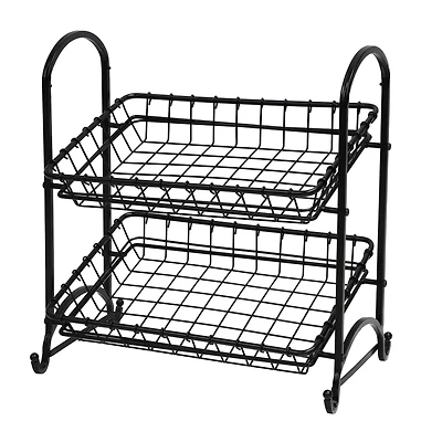 18.5" Black 2-Tier Metal Removable Baskets