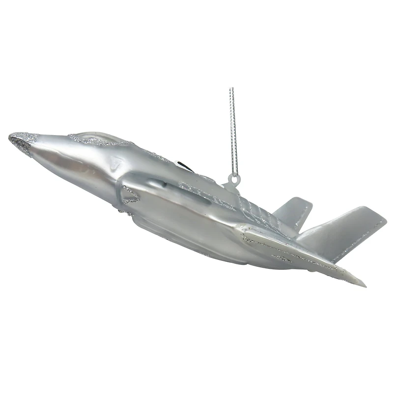 5.75" Silver Fighter Jet Glass Ornament by Ashland®