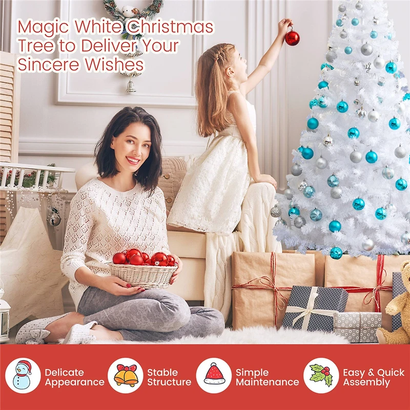 Costway 6ft. Unlit White Pine Artificial Christmas Tree