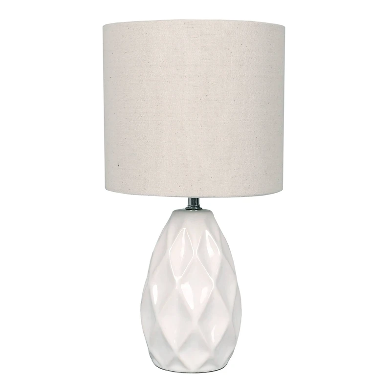 14.5" White Table Lamp with Natural Fabric Shade by Ashland®