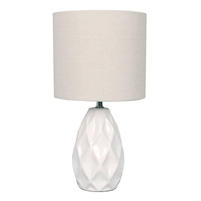 14.5" White Table Lamp with Natural Fabric Shade by Ashland®