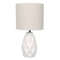 14.5" White Table Lamp with Natural Fabric Shade by Ashland®