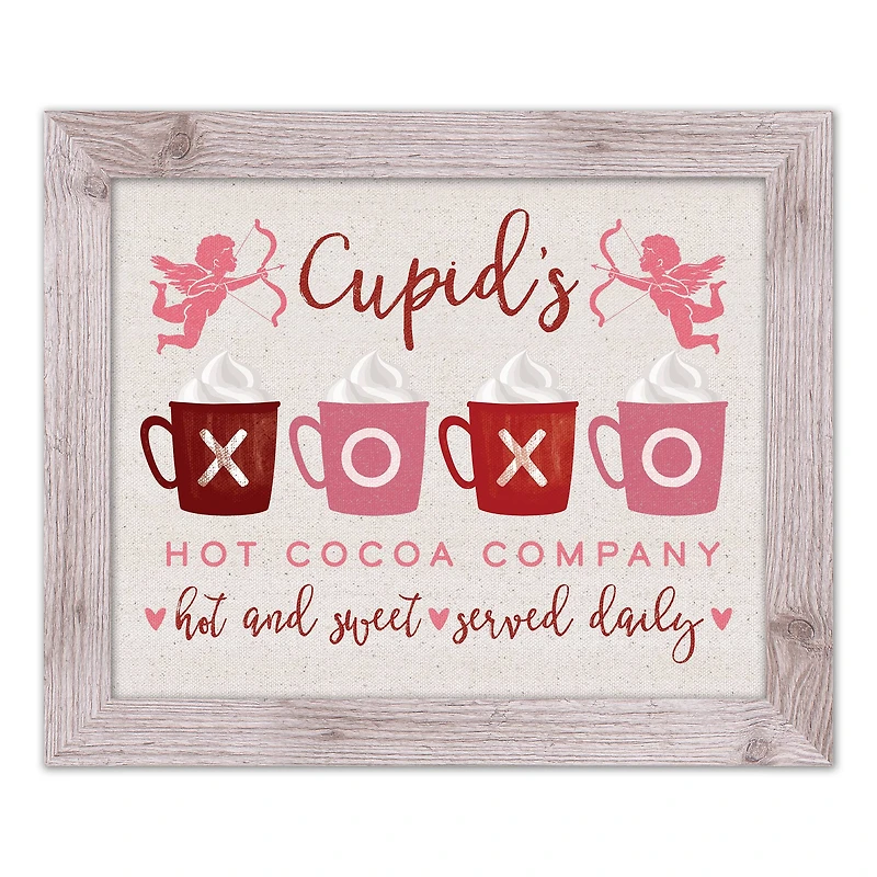 Cupids Hot Cocoa Western White Framed Print