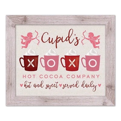 Cupids Hot Cocoa Western White Framed Print