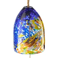 Glitzhome® 26" Blue & Yellow Glass Twist Glaze Windchime