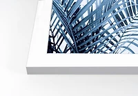 Striped Blue Palms Wall Print in White Frame