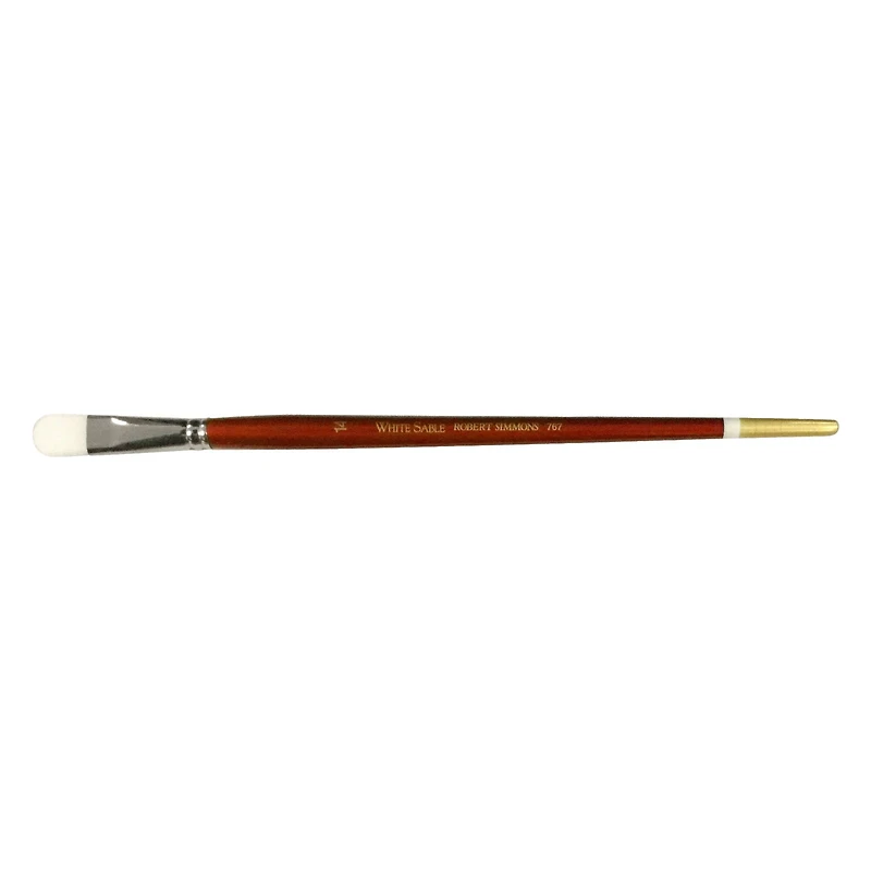 Robert Simmons White Sable Long Handle Filbert Brush, Size 14