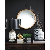 Nikki Chu Eva Round Wood Mirror with Hook