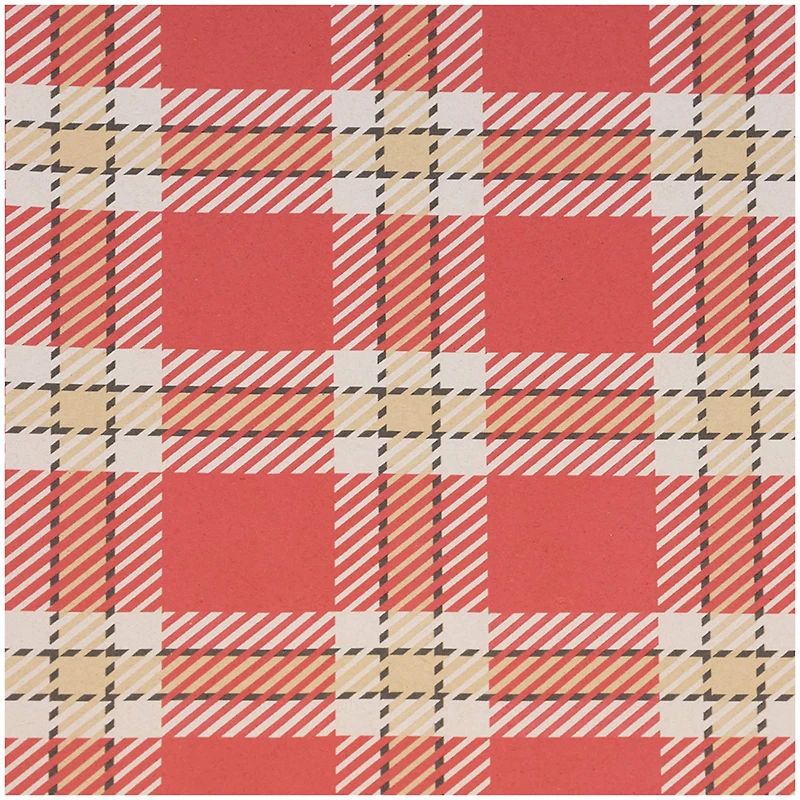 JAM Paper Red Plaid Kraft Gift Wrap