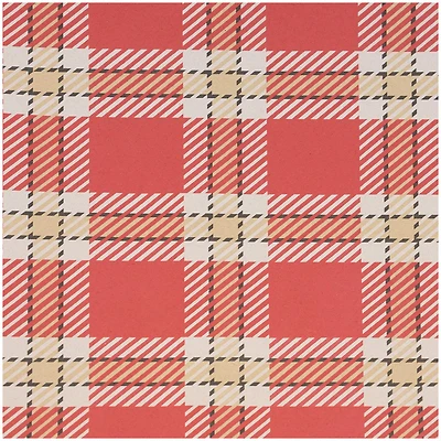 JAM Paper Red Plaid Kraft Gift Wrap