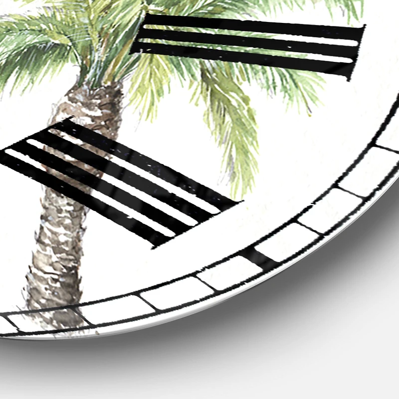 Designart 'Mixed Botanical Greens Palms Ii Farmhouse Wall Clock