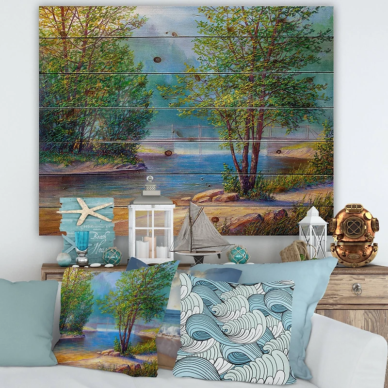 Designart - Green Trees By The Riverside