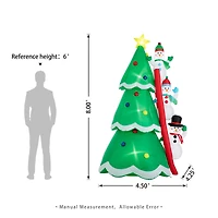 Glitzhome® 8ft. Lighted Inflatable Xmas Snowman Climbing Up Tree Décor