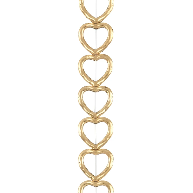 Gold Metal Heart Beads, 13mm by Bead Landing™