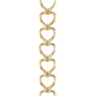 Gold Metal Heart Beads, 13mm by Bead Landing™