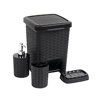 Mind Reader Wicker Style 4 Piece Bathroom Set