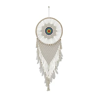 White Cotton Bohemian Dreamcatcher Wall Decor, 21" x 1" x 63"