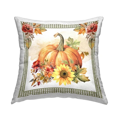 Stupell Industries Gingham Bordered Pumpkin Outdoor Printed Pillow