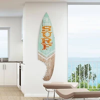 Big Kahuna Surf Club Shark Bite Wood Surfboard Plaque Wall Sign - 60"x15"