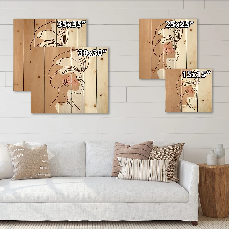 Designart - One Line Portrait of African American Woman II