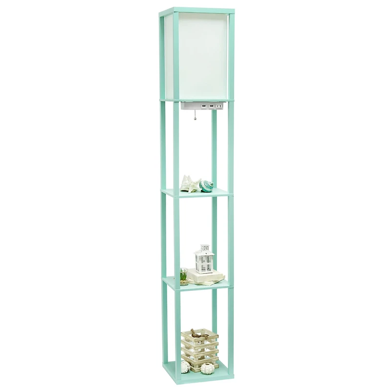 Simple Designs Floor Lamp with 2 USB Charging Ports/1 Outlet