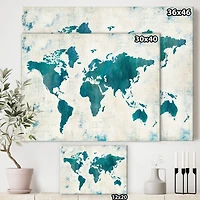 Designart - Discover the World Map in Blue