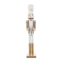 Glitzhome® 35.75"H Wooden Christmas Gold Dressed Soldier Nutcracker