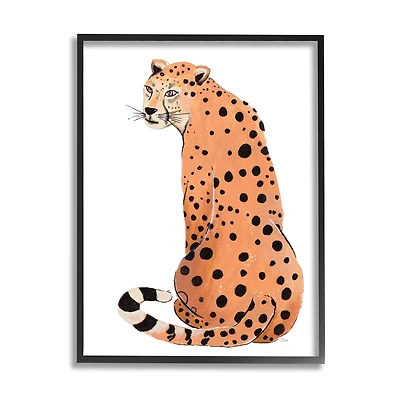 Stupell Industries Orange Jungle Cat Bold Spots Safari Animal in Frame Wall Art