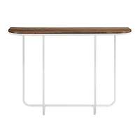 Walker Edison White Reclaimed Barnwood Modern Curved Entry Table