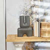 The Novogratz 15" Black Ceramic U-Shaped Abstract Vase