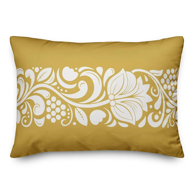 Folk Floral Yellow 14" x 20" Throw Pillow